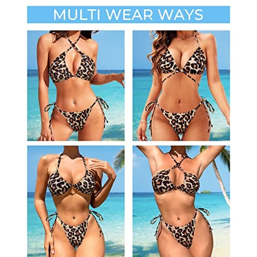 Rachymack 4-6 / 25 Cheetah Print Women String Triangle Bikini Sets