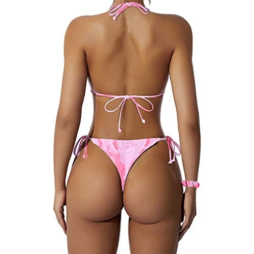 Rachymack 4-6 / 25 Pink Tie Dye Women String Triangle Bikini Sets