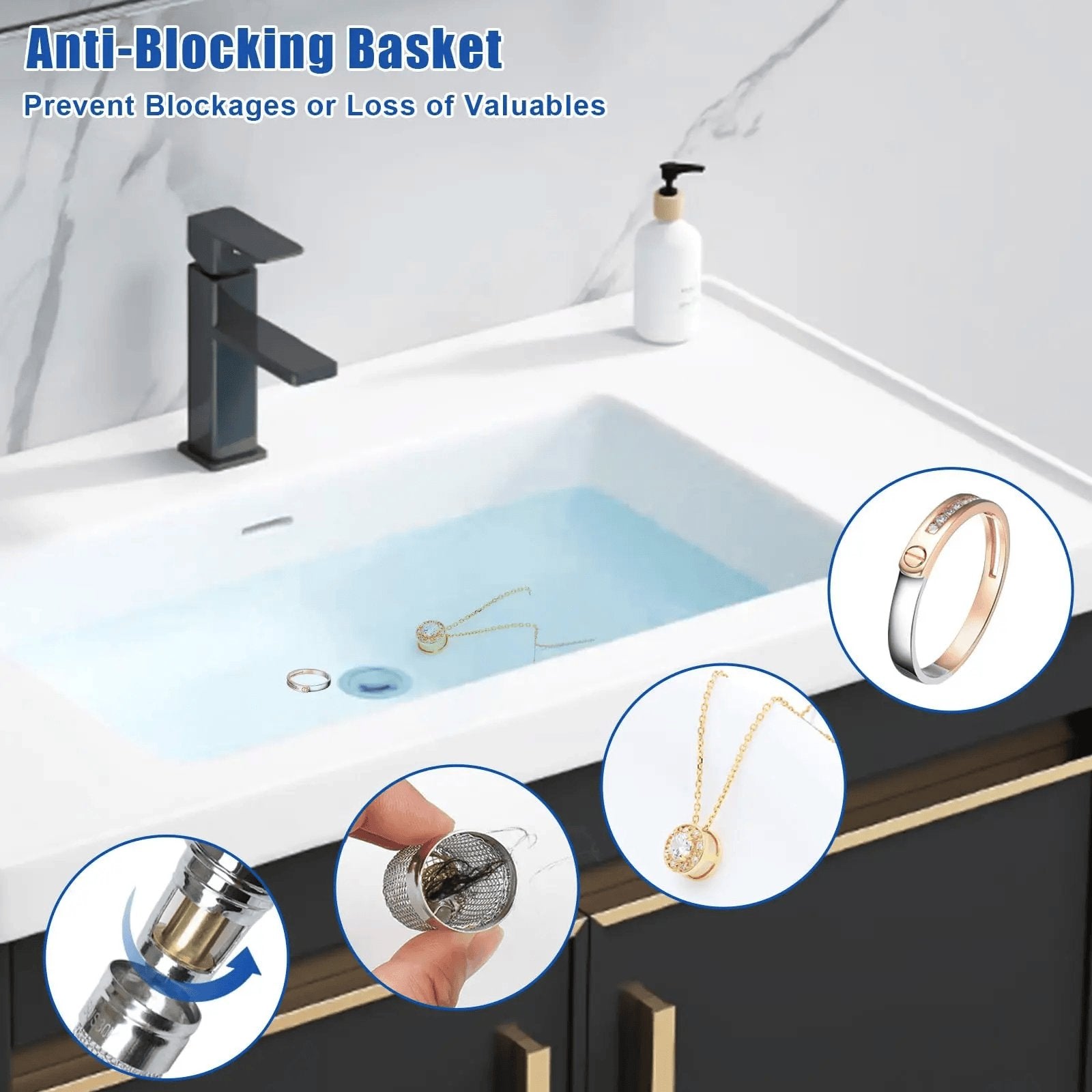Rachymack Bathroom Sink Drain Strainer, Pop up Sink Drain Filter Withremovable Stainless Steel Filter Basket Hair Catcher,Bathroom Sink Drain Stopper, for Us Bathroom Sink Stopperreplacement