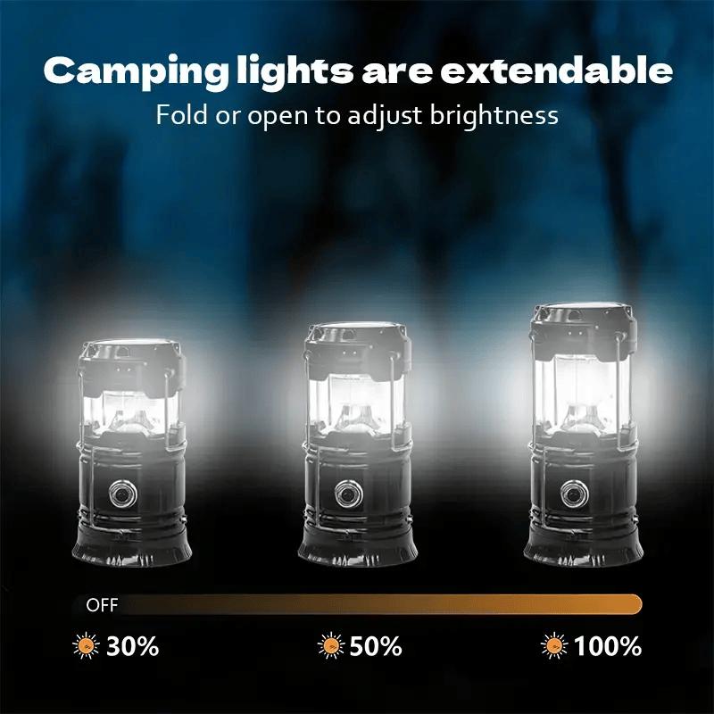 Rachymack Black 4 Pack 4-Pack Collapsible Portable LED Camping Lantern Lightweight Waterproof Solar USB Rechargeable Flashlight for Indoor/Outdoor Emergency Use