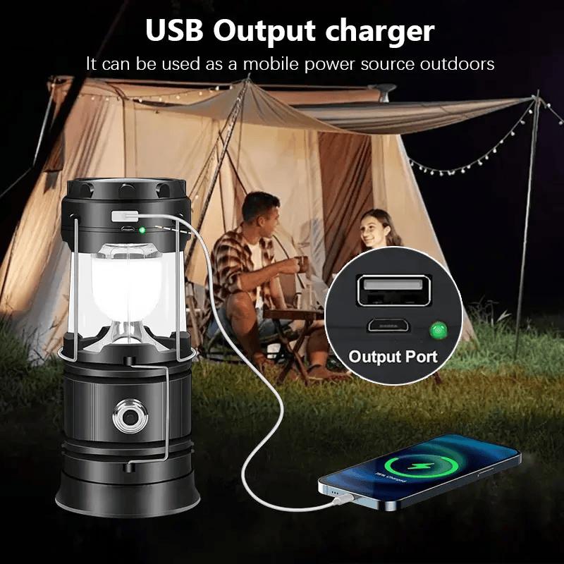 Rachymack Black 4 Pack 4-Pack Collapsible Portable LED Camping Lantern Lightweight Waterproof Solar USB Rechargeable Flashlight for Indoor/Outdoor Emergency Use