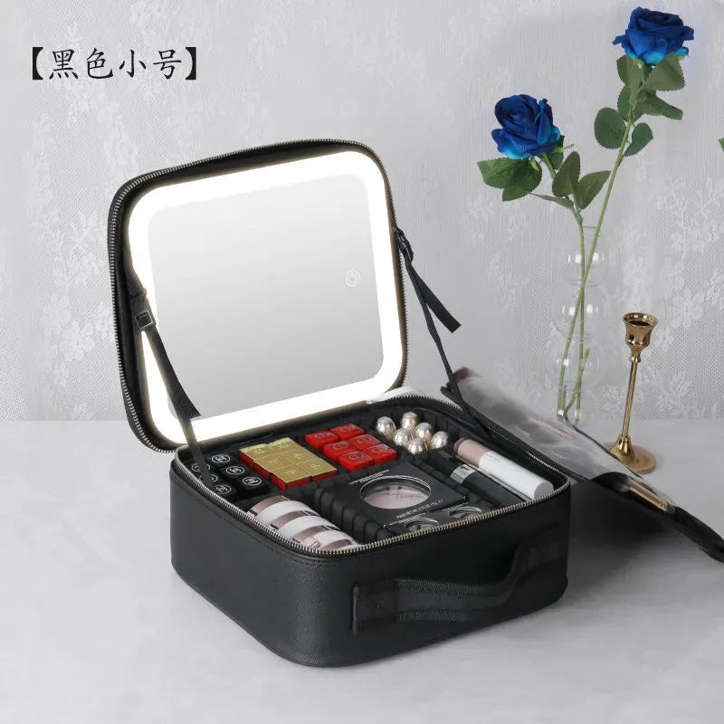 Rachymack Black LED Light New LED Lighted Cosmetic Case with Mirror