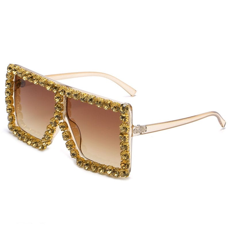 Rachymack Brand Oversize Sunglasses Square Rhinestone Sun Glasses Gradient
