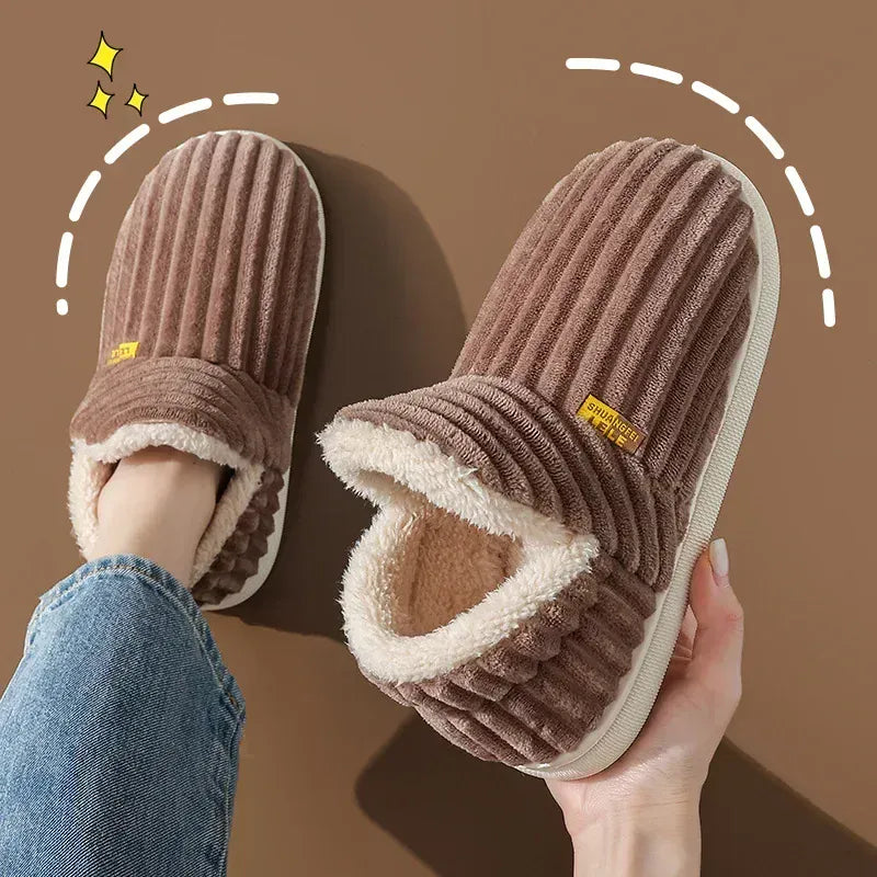 Rachymack Brown / 42-43 Furry Winter Slippers for Women & Men – Plush, Warm, Cozy Indoor Slides