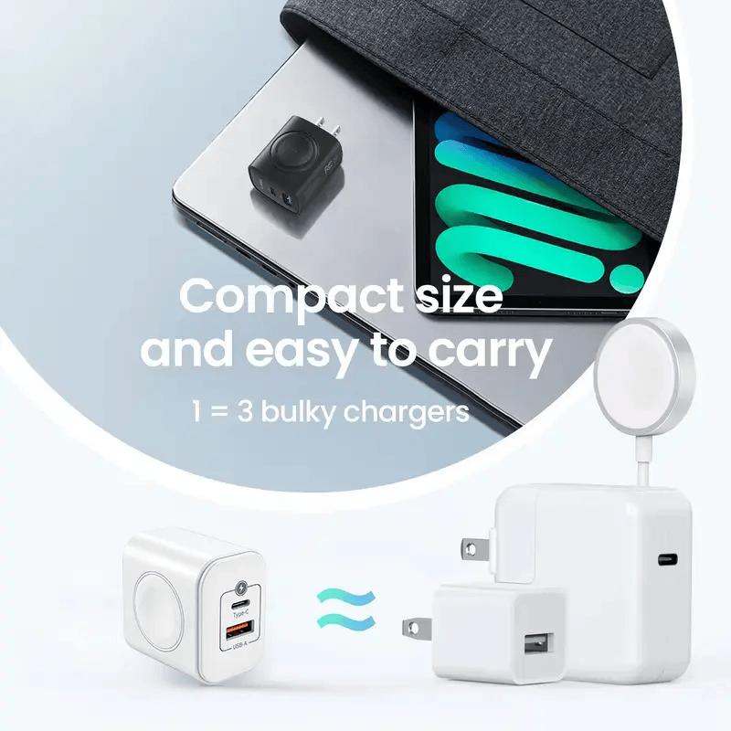 Rachymack Default 3-In-1Magnetic Wireless Cordless PD USB-C Wall Charger Block - 20W Fast Charging, Compatible with Iwatch Ultra/9/8/7/6, Iphone 17/17 Pro/16/16 Pro/15 Series, Electronic Cellphone, Apple Watch Seires