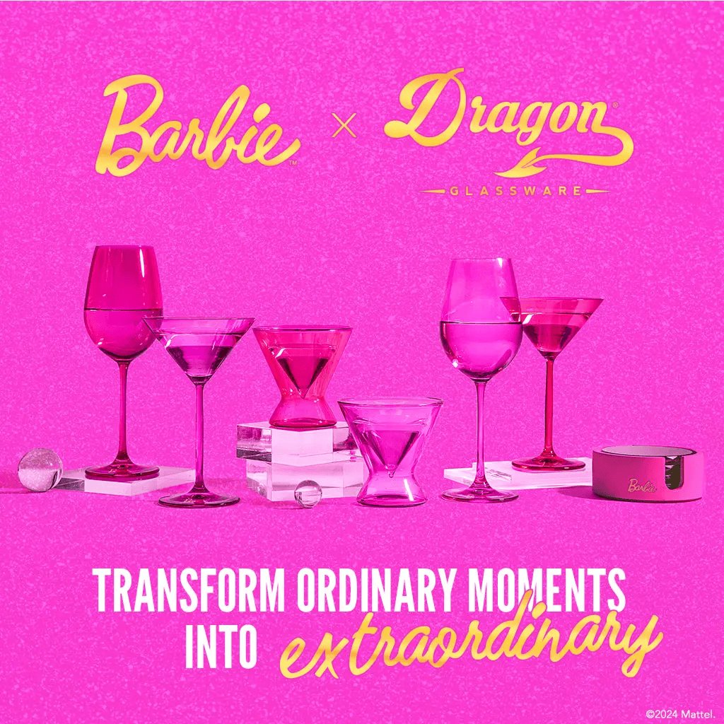 Rachymack Default Barbie™ X Dragon Glassware® Wine Glasses Drinkware Set