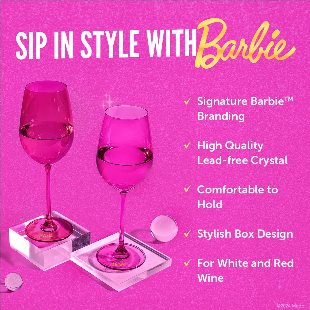 Rachymack Default Barbie™ X Dragon Glassware® Wine Glasses Drinkware Set