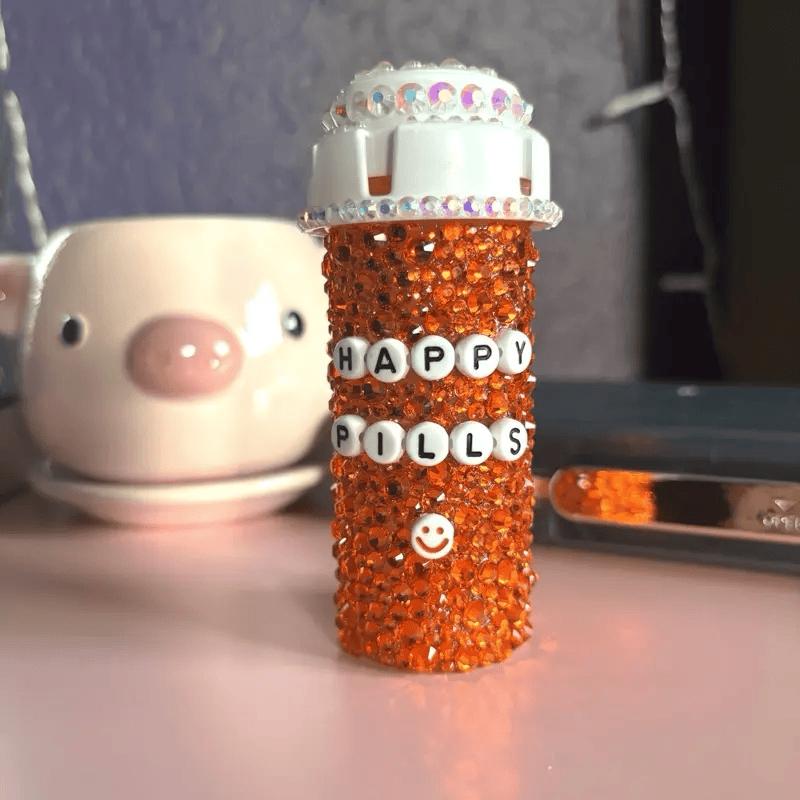 Rachymack Default Orange Happy Pills Rhinestone Pill Bottle