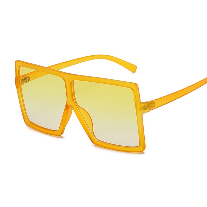 Rachymack Double Yellow Big Frame Sun Glasses Female Vintage Retro Unisex Oculos Feminino