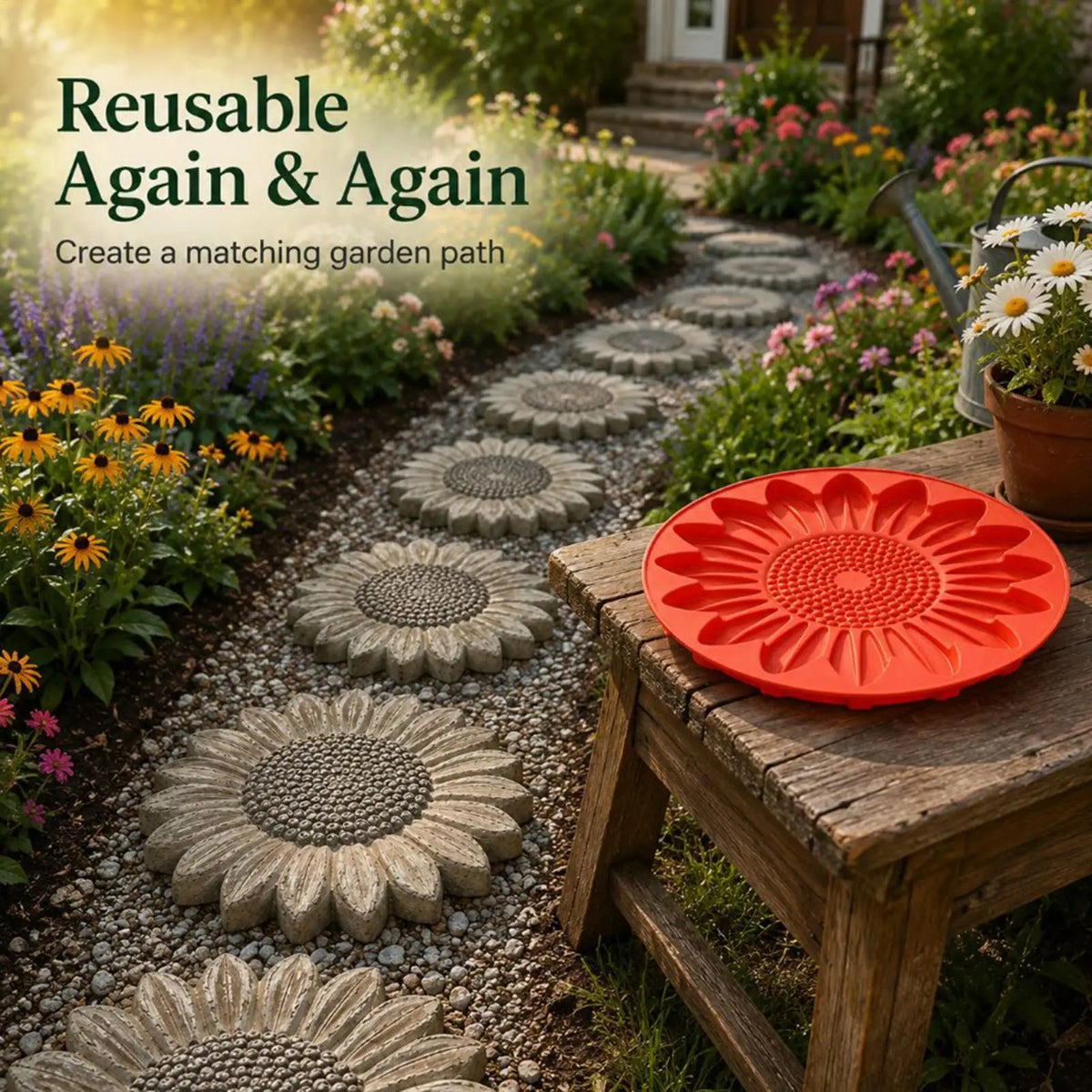 Rachymack Garden Molds Flower Reusable Stepping Stone Mold