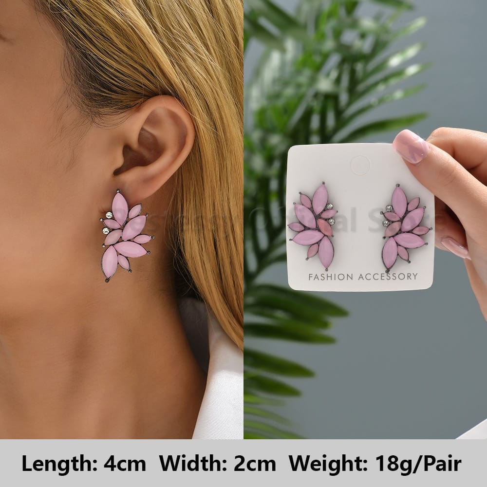 Rachymack Light Pink 28 Pink Luxury Crystal Drop Earrings For Women