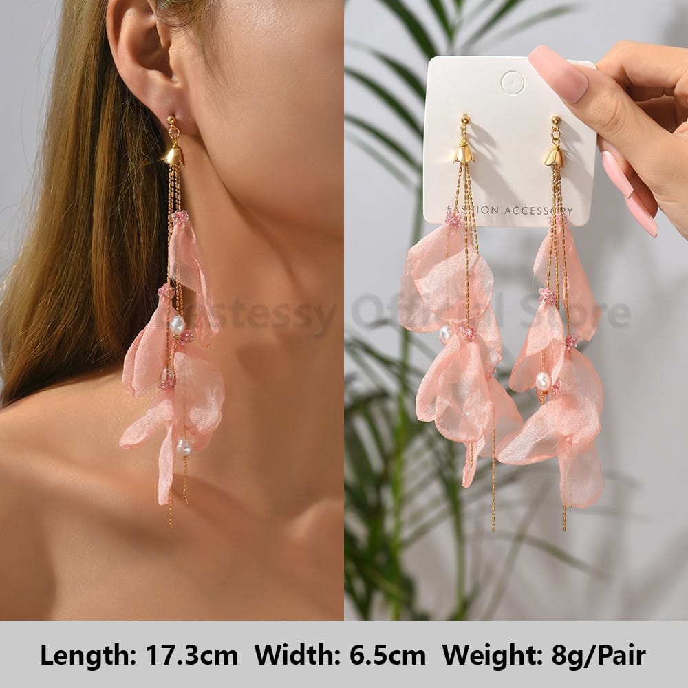 Rachymack Light Pink 7 Pink Luxury Crystal Drop Earrings For Women