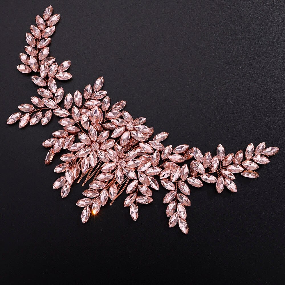 Rachymack Luxury Pink Rhinestone Bridal Hair Comb