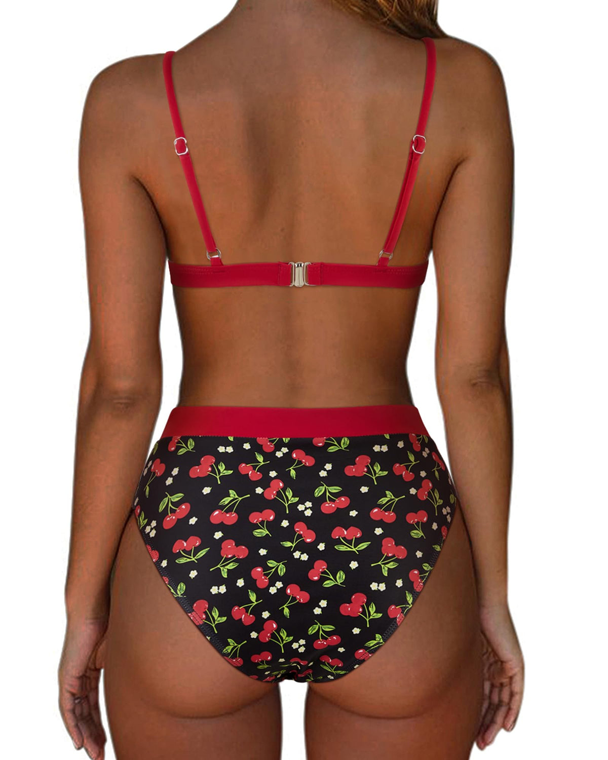 Rachymack Medium / #1 Black Cherry Women High Waisted High Cut Bikini Sets