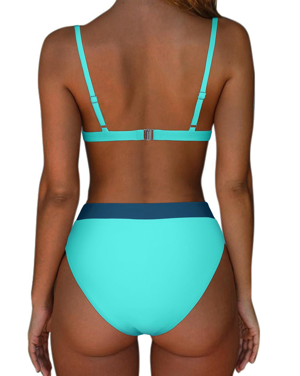 Rachymack Medium / #1 Green Blue Women High Waisted High Cut Bikini Sets