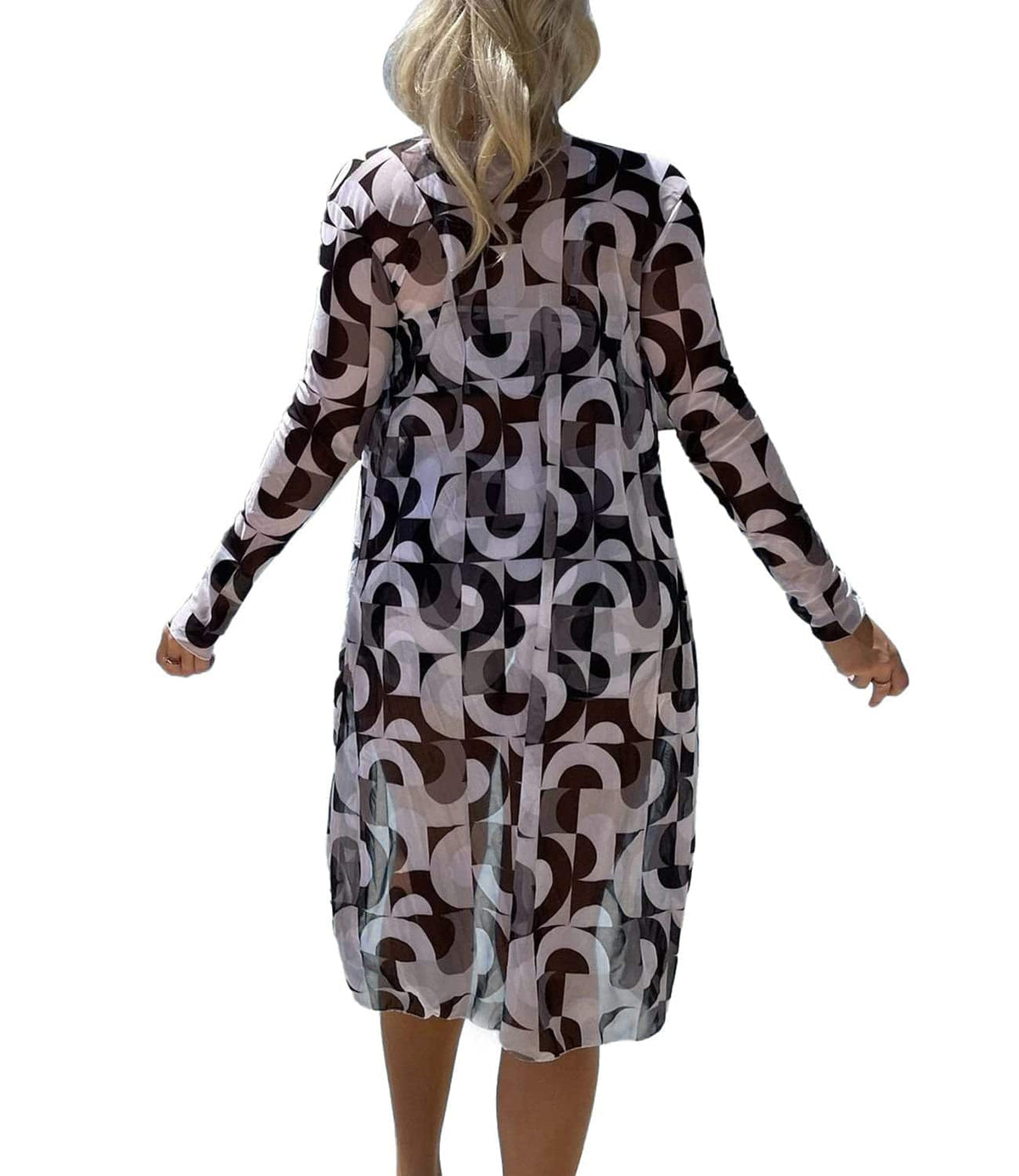 Rachymack Medium / Black and White Women's Swimsuit Printed Ruched Long Sleeve