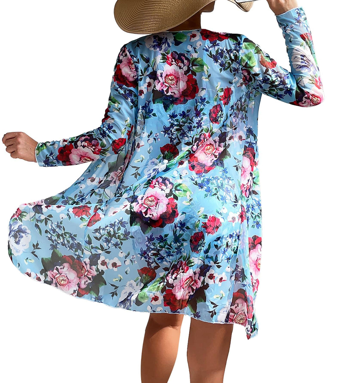 Rachymack Medium / Blue Women's Swimsuit Printed Ruched Long Sleeve