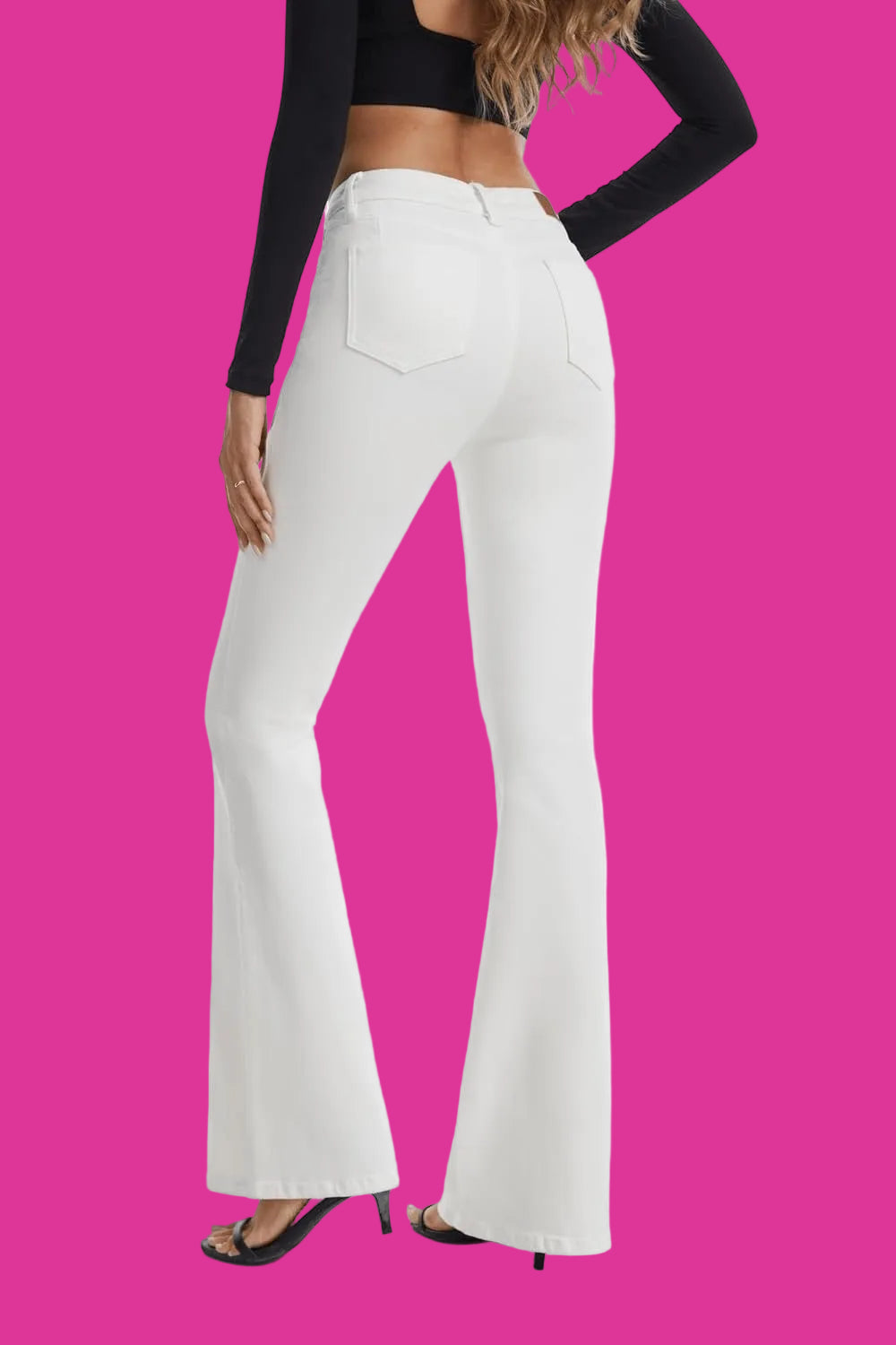 Rachymack Off-White / 6 Long Women'S Totally Shaping Curvy Stretchy Bootcut Flare Denim Jeans