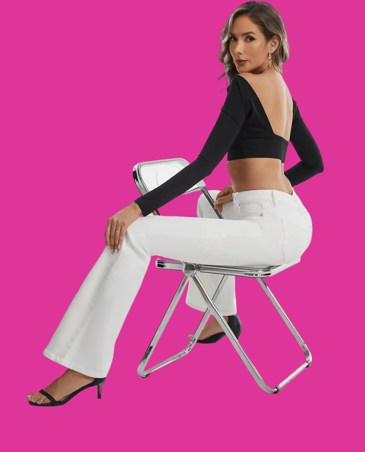 Rachymack Off-White / 6 Long Women'S Totally Shaping Curvy Stretchy Bootcut Flare Denim Jeans