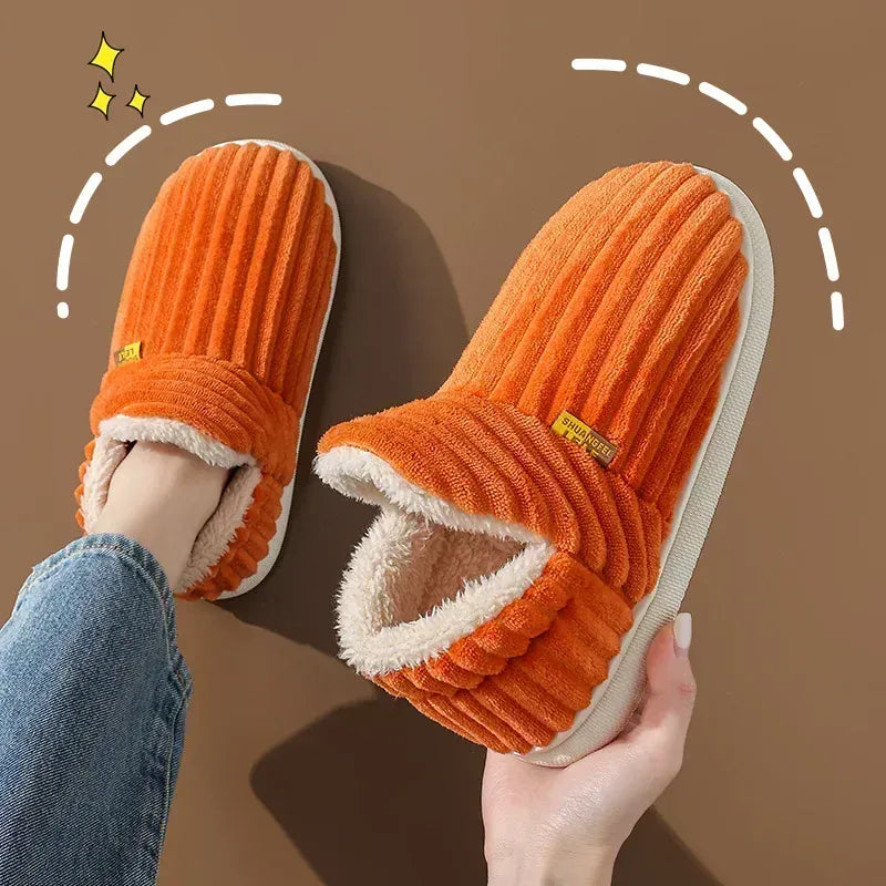 Rachymack Orange / 40-41 Furry Winter Slippers for Women & Men – Plush, Warm, Cozy Indoor Slides