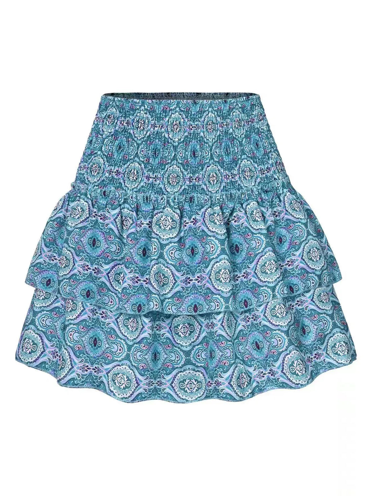 Rachymack Peacock Blue / XL Printed Fashionable Floral High Waist Short Skirts For Women