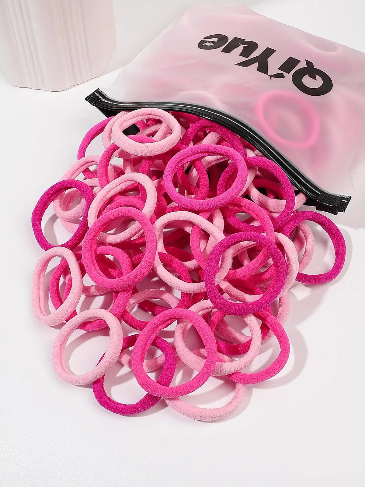 Rachymack pink 100-Pack Soft Pink Elastic Hair Ties for Girls 🎀 – No-Slip, Gentle, and Durable Hair Bands for Kids 👧