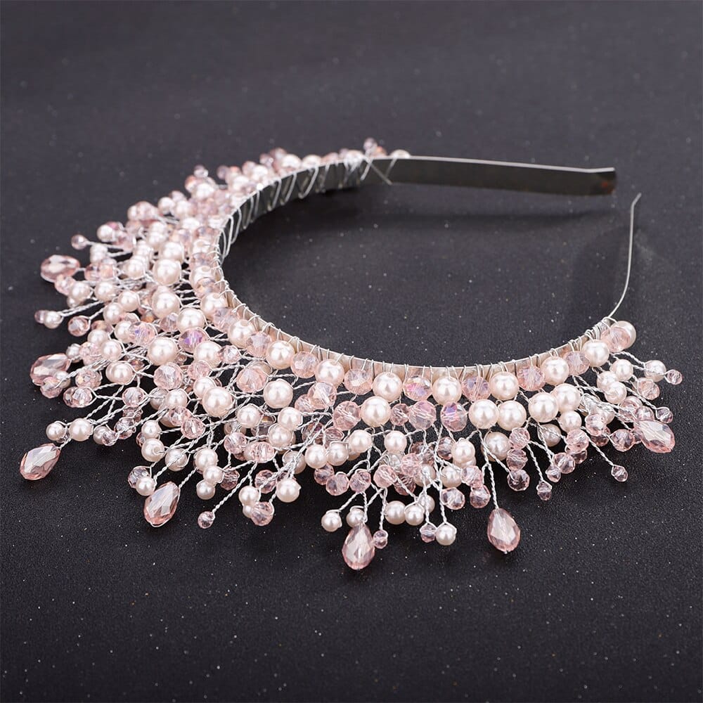 Rachymack Pink Crystal Bridal Hair Piece Women Handmade