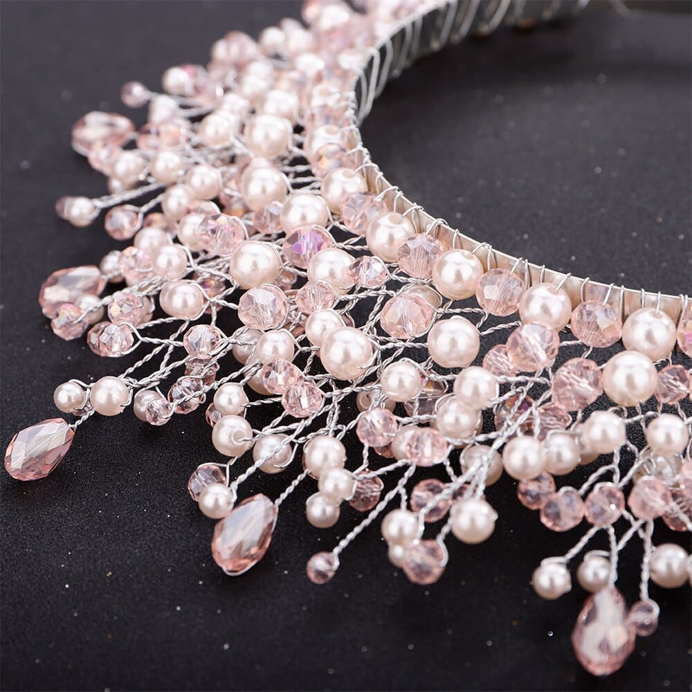 Rachymack Pink Crystal Bridal Hair Piece Women Handmade