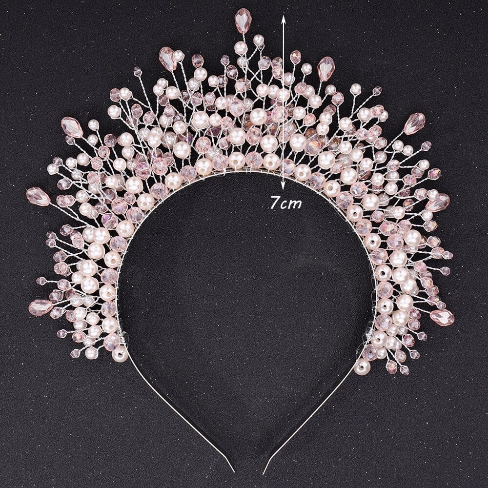 Rachymack Pink Crystal Bridal Hair Piece Women Handmade