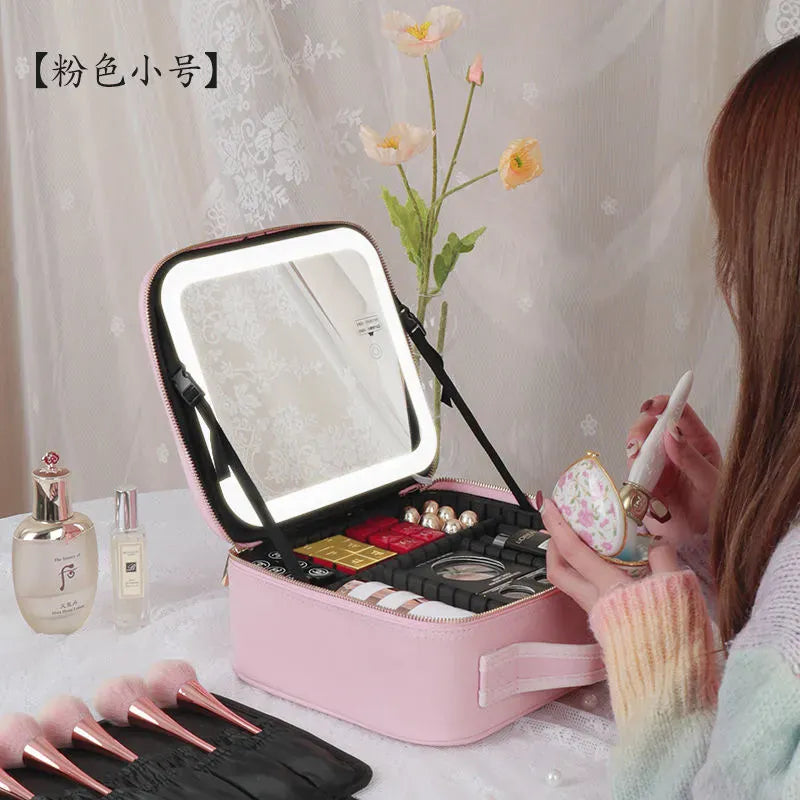 Rachymack Pink LED Light New LED Lighted Cosmetic Case with Mirror