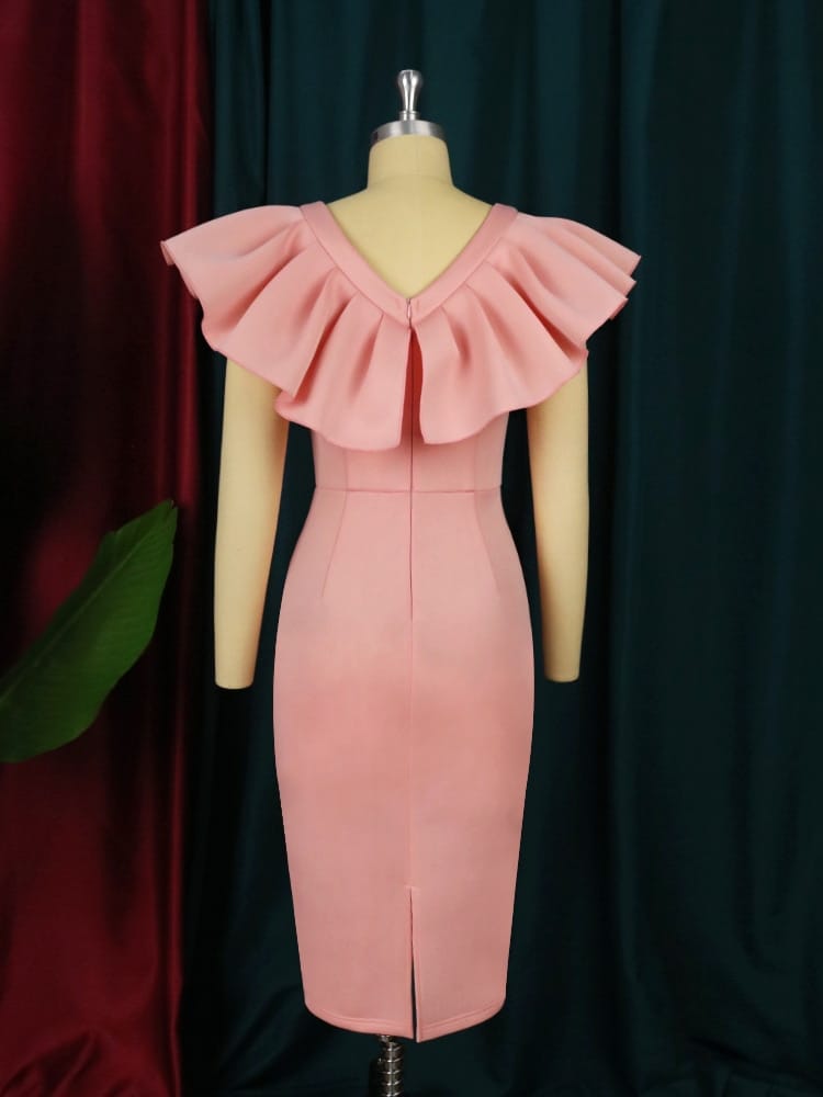 Rachymack Pink Party Dress Bodycon Elegant Cocktail Prom
