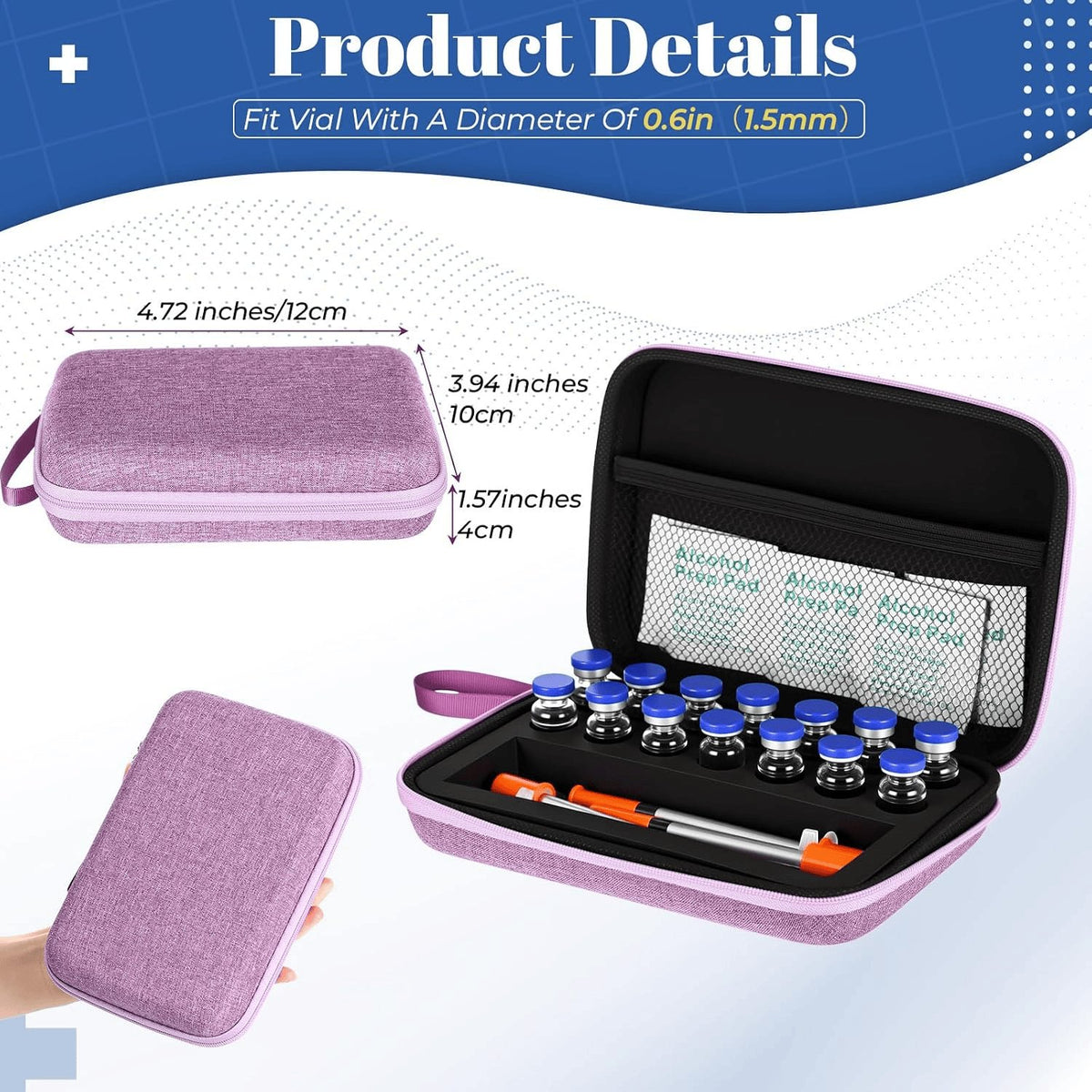 Rachymack Purple / Classic / 3Ml Peptide Case, Bac Water for Peptides, Glp1, Peptide Case for Fridge, 3Ml Vial Storage Cases, Insulin Vial Holder, Fridge Freezer Travel, Only Box(Purple,Classic,3Ml)