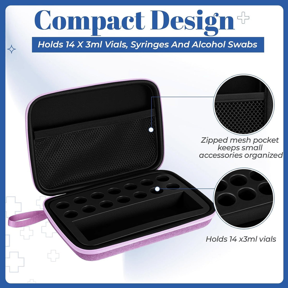 Rachymack Purple / Classic / 3Ml Peptide Case, Bac Water for Peptides, Glp1, Peptide Case for Fridge, 3Ml Vial Storage Cases, Insulin Vial Holder, Fridge Freezer Travel, Only Box(Purple,Classic,3Ml)