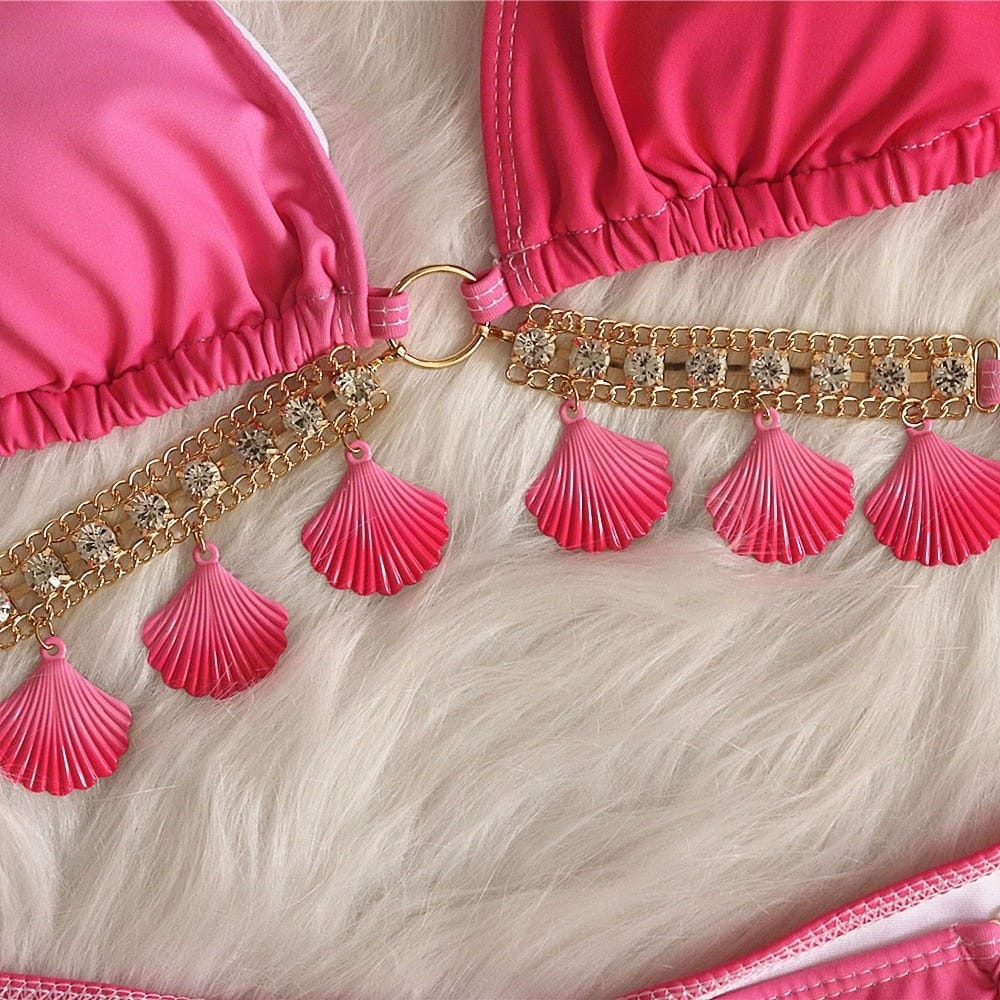 Rachymack Push Up Bikini Beach With Rhinestones