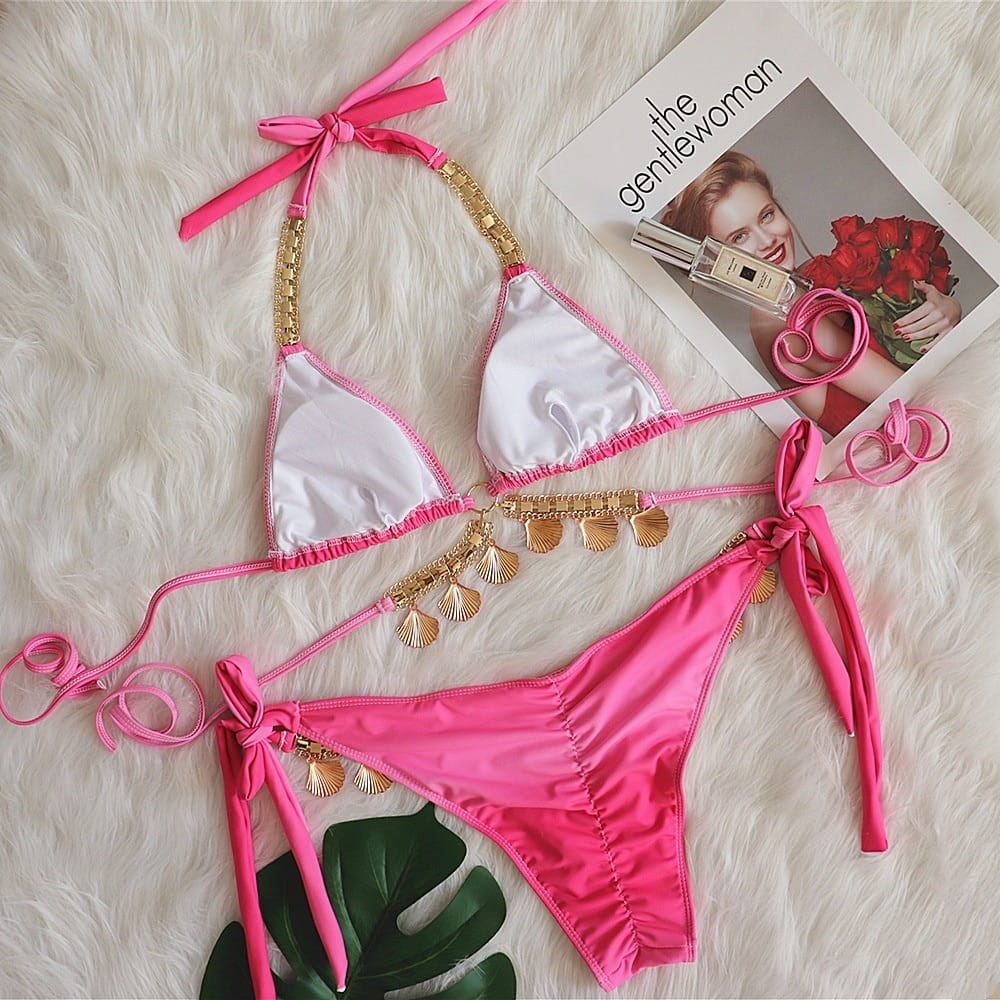 Rachymack Push Up Bikini Beach With Rhinestones