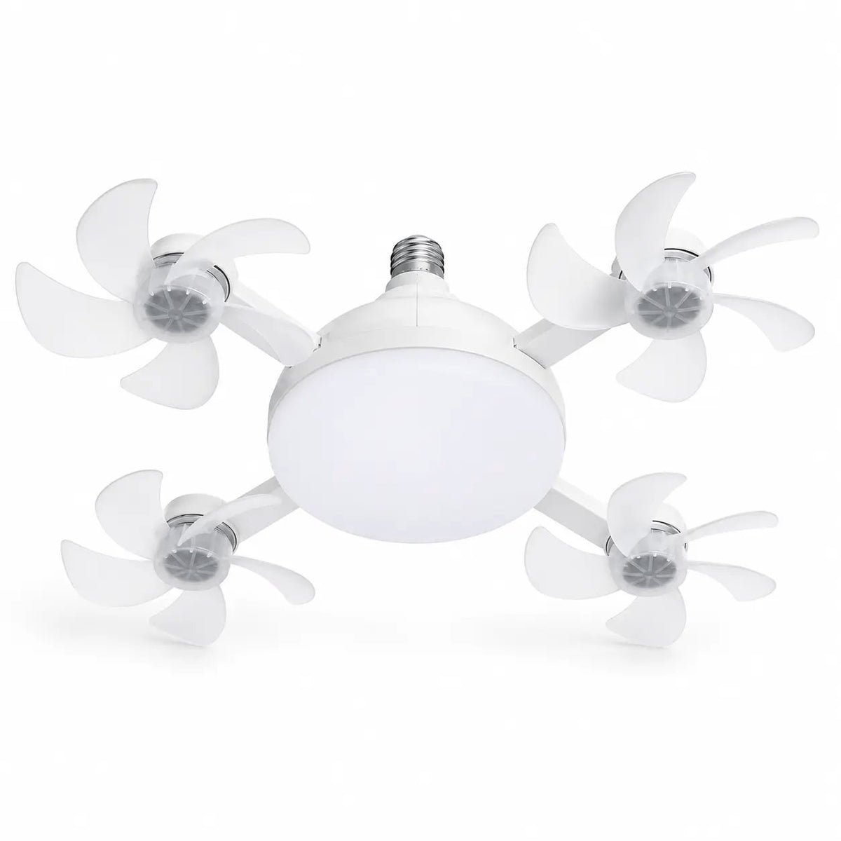 Rachymack Ruxacty Screw in Ceiling Fan Light with Remote Control 19.7 Inch Foldable LED Socket Fan Light E26 Medium Base Ceiling Fan with 4 Fan Blades Quiet Airflow Bright Lighting Easy Installation for Bedroom Kitchen Garage Office and Dorm