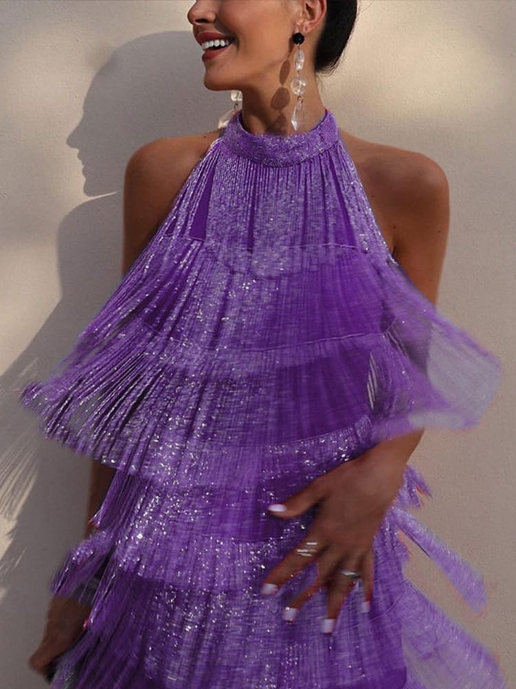 Rachymack S Tassel Backless Mini Dresses