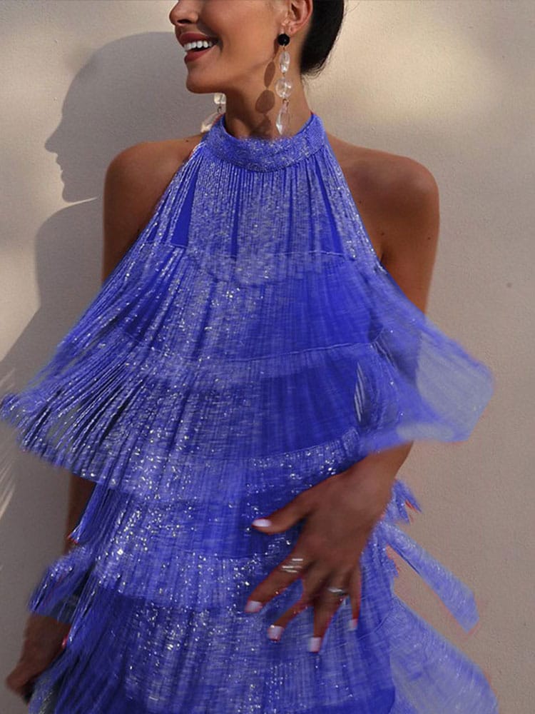Rachymack S Tassel Backless Mini Dresses