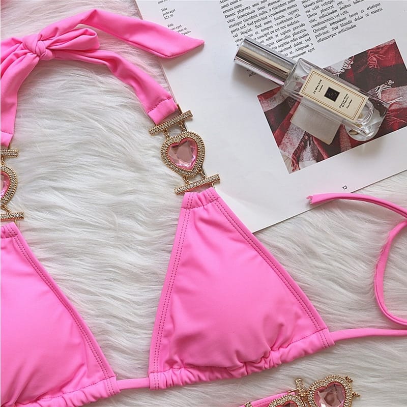 Rachymack Sexy Bikinis With Heart Rhinestones
