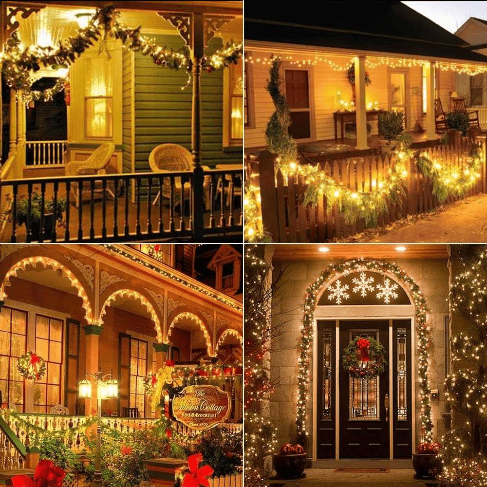 Rachymack Solar String Lights for Outside, 2 Pack Total 66FT 200 LED Solar Fairy Lights Outdoor Waterproof, 8 Modes Mini Outdoor Light String Twinkle Light for Tree Garden Party Christmas, Warm White