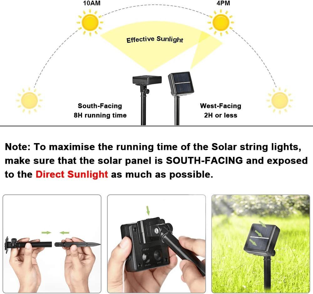 Rachymack Solar String Lights for Outside, 2 Pack Total 66FT 200 LED Solar Fairy Lights Outdoor Waterproof, 8 Modes Mini Outdoor Light String Twinkle Light for Tree Garden Party Christmas, Warm White