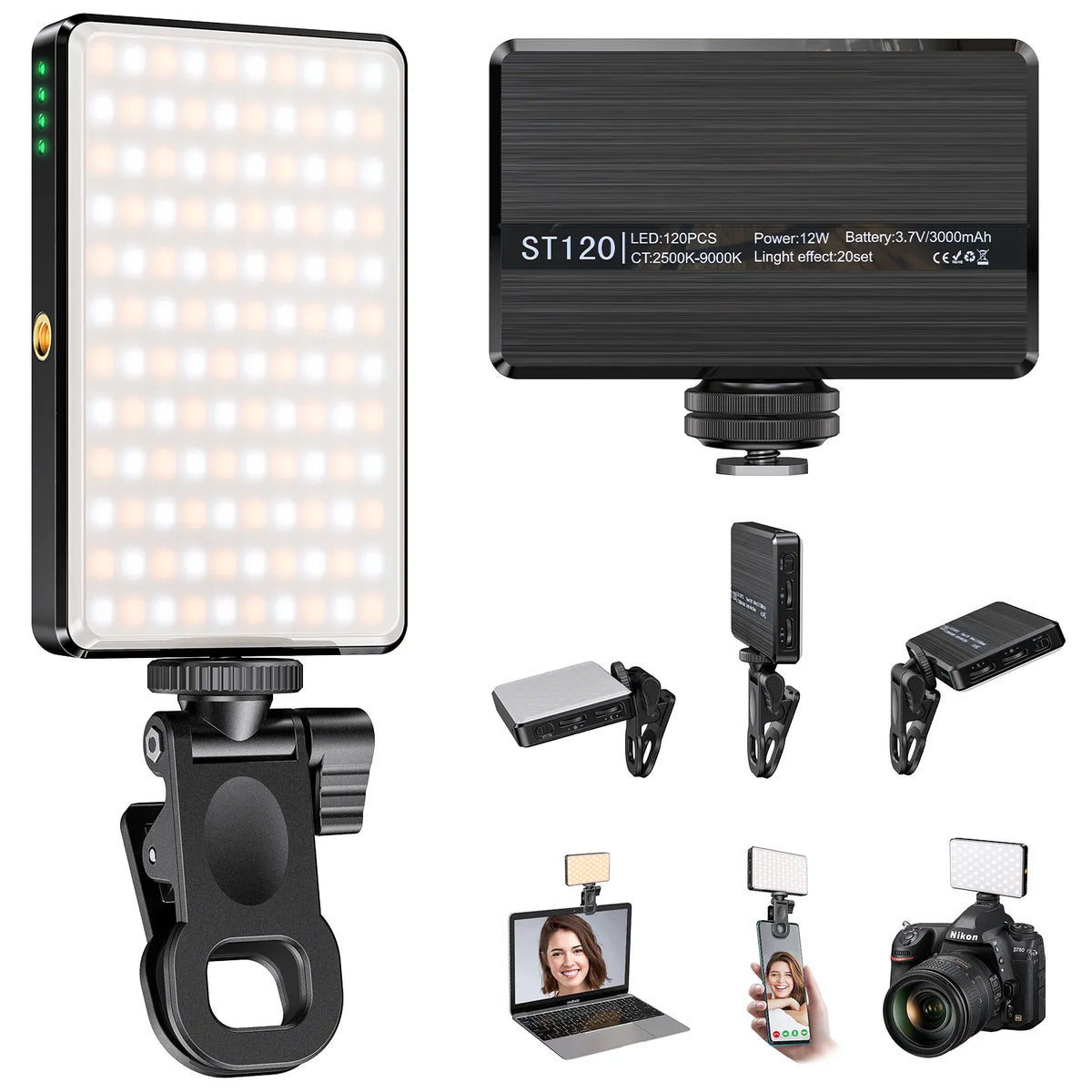 Rachymack ST-120 Rechargeable LED Video Light - 3 Modes | Portable Selfie Light