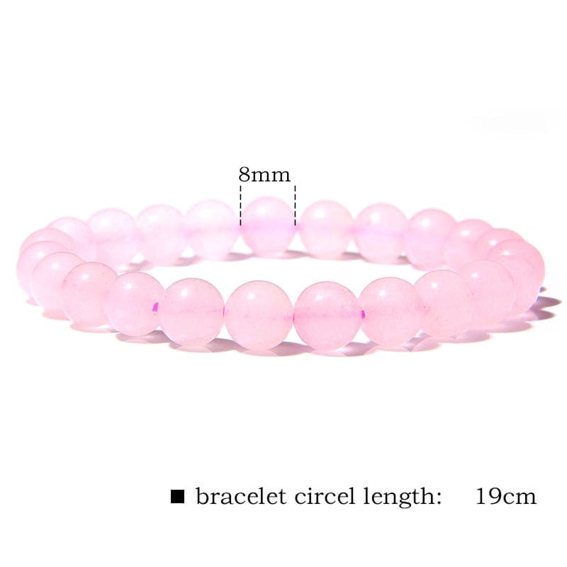 Rachymack Style 1 / 17cm Trendy Rose Quartzs Bracelet Pink Crystal Beads Bracelets
