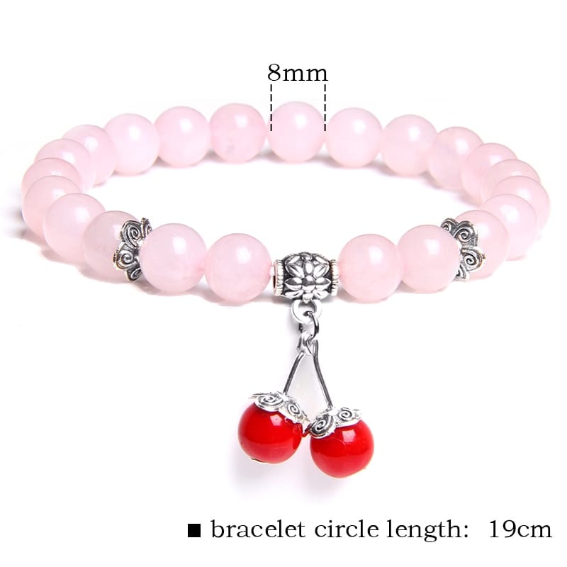 Rachymack Style 13 / 17cm Trendy Rose Quartzs Bracelet Pink Crystal Beads Bracelets