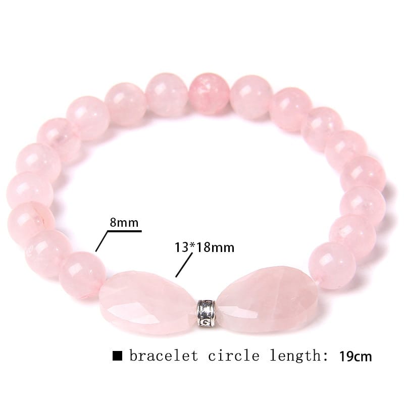 Rachymack Style 16 / 17cm Trendy Rose Quartzs Bracelet Pink Crystal Beads Bracelets