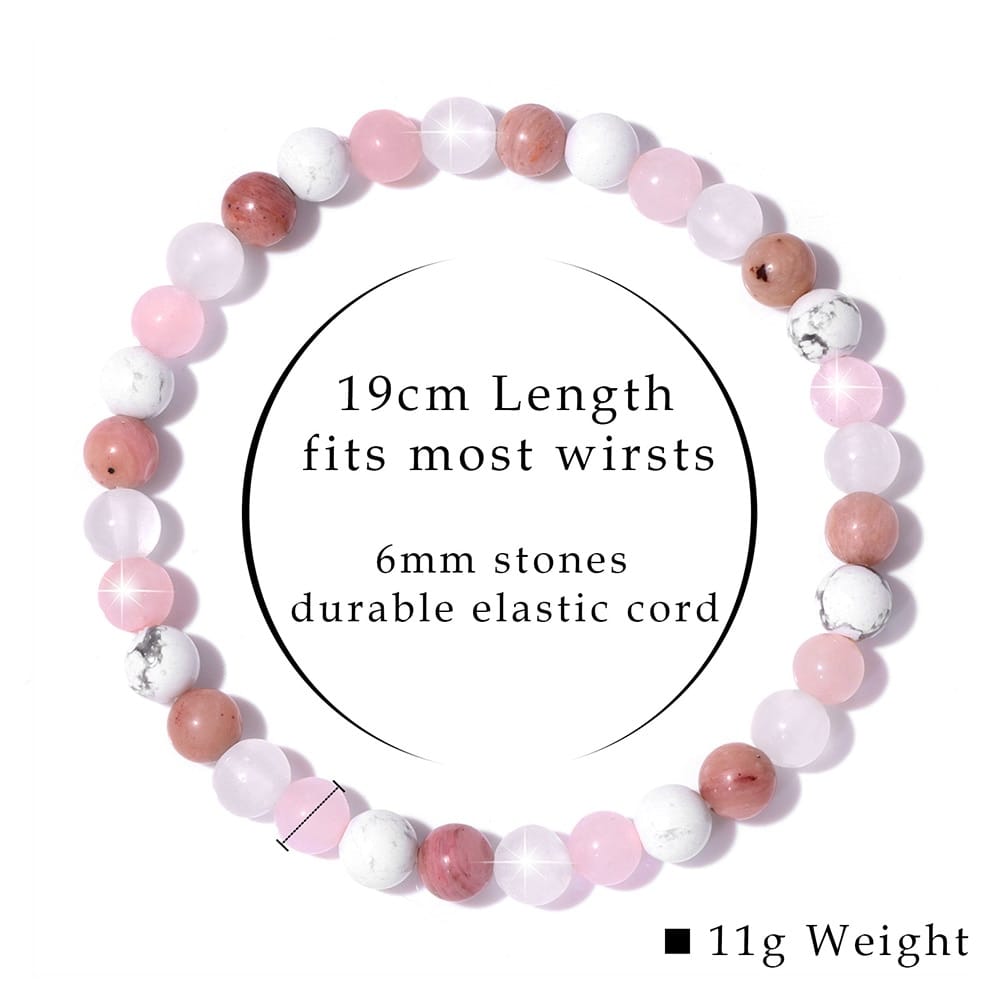 Rachymack Style 28 / 17cm Trendy Rose Quartzs Bracelet Pink Crystal Beads Bracelets