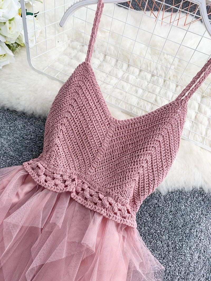 Rachymack Summer Sleeveless Sling Gauze Tulle Dress