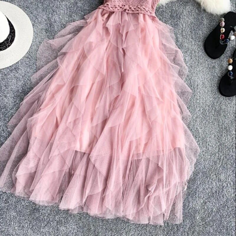 Rachymack Summer Sleeveless Sling Gauze Tulle Dress