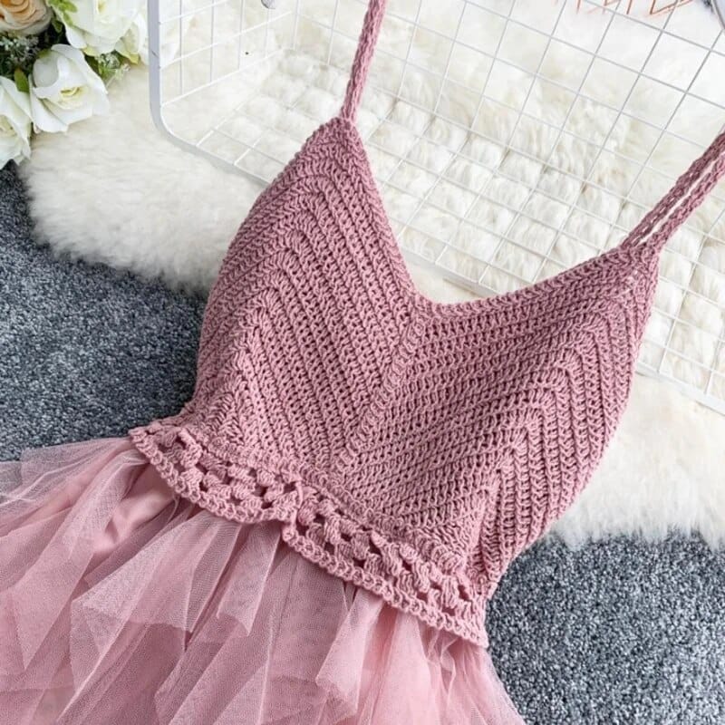 Rachymack Summer Sleeveless Sling Gauze Tulle Dress
