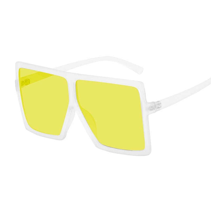 Rachymack Trans Yellow Big Frame Sun Glasses Female Vintage Retro Unisex Oculos Feminino
